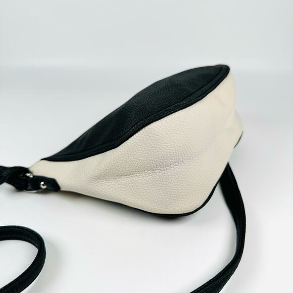 Y2K Nine West Women's Black White Small Adjustable Strap Leather Crossbody Bag - Picture 9 of 11